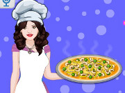 Selena Cooking Hummus Pizza